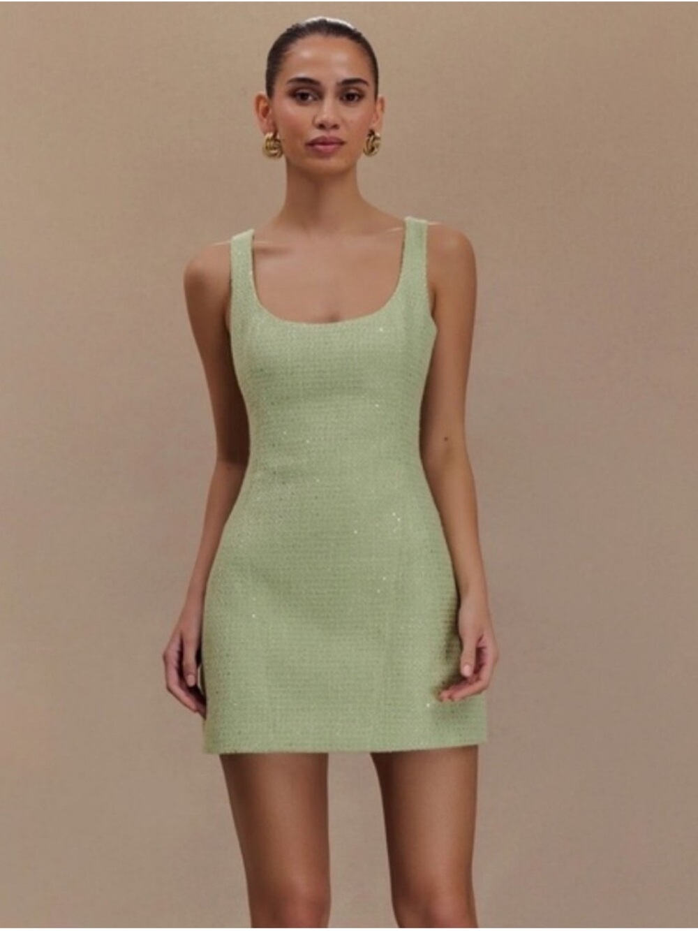 NEW Meshki Beth Tweed Mini Dress Pastel Green Size Small US Size 4  NWT